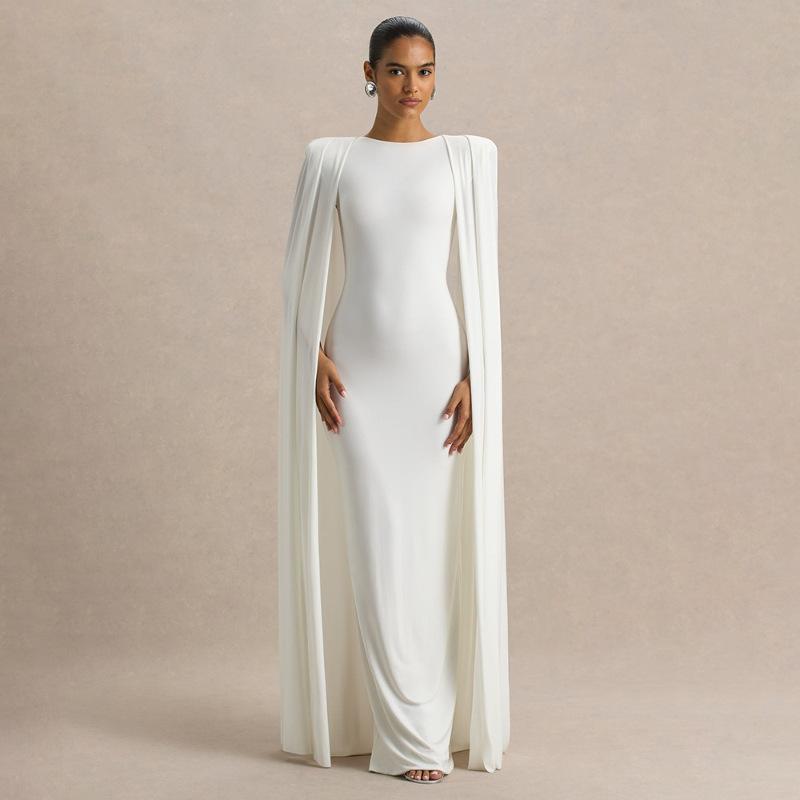 Autumn new European and American style fashion temperament solid color round neck pleated shawl dress L білий
Autumn new European and American style fashion temperament solid color round neck pleated shawl dress L білий