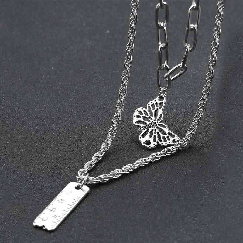 Hip Hop Ruler Butterfly Layered Choker, Edgy Long Stackable Necklace, Unique Unisex Streetwear Jewelry срібний
Hip Hop Ruler Butterfly Layered Choker, Edgy Long Stackable Necklace, Unique Unisex Streetwear Jewelry срібний