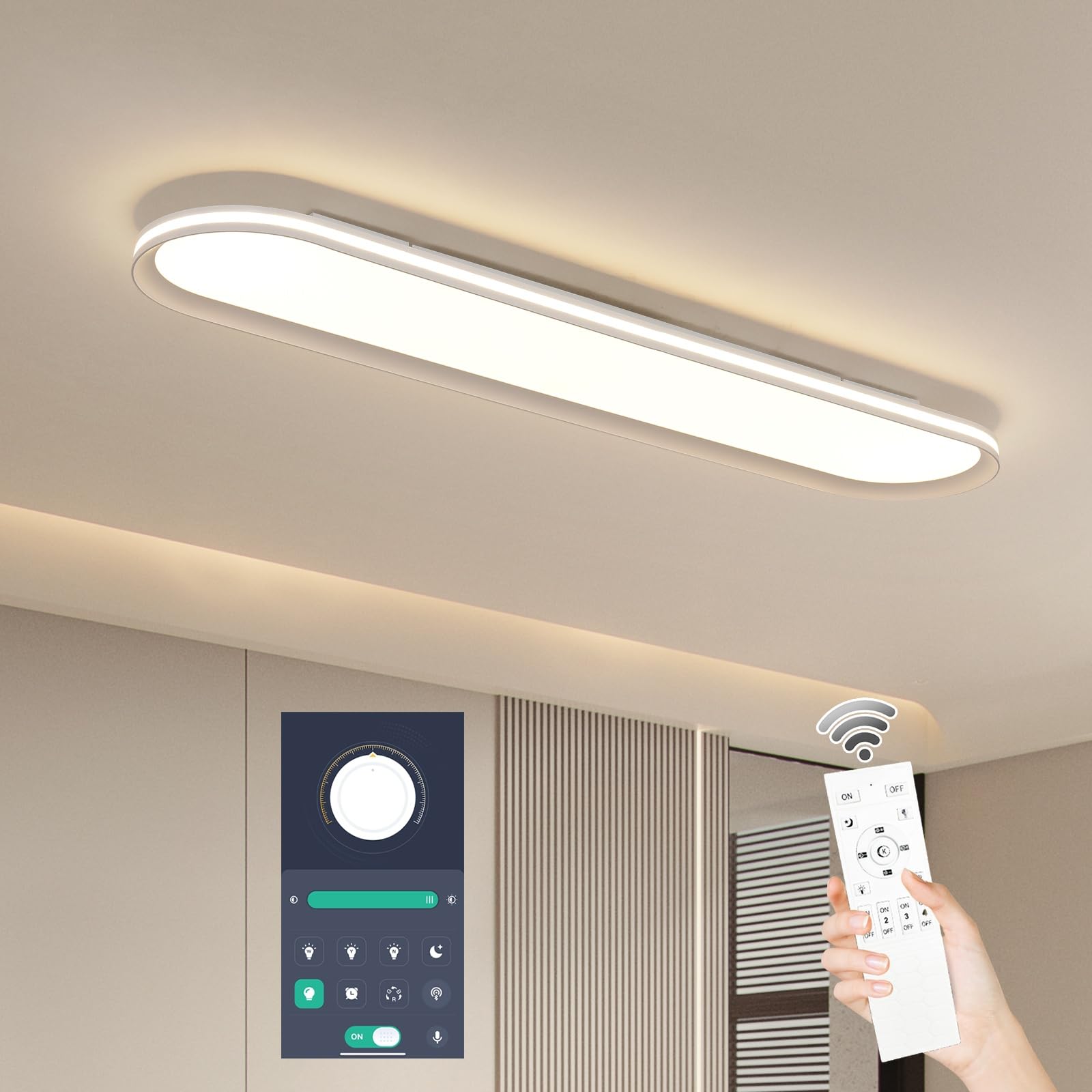 Wumaoxy 95cm Dimmable Metal LED Ceiling Light, Slim, Edge-Lit - 55W Full Spectrum Linear Ceiling Lamp, 3000-6500K, Modern Ultra-Thin Low-Profile
Wumaoxy 95cm Dimmable Metal LED Ceiling Light, Slim, Edge-Lit - 55W Full Spectrum Linear Ceiling Lamp, 3000-6500K, Modern Ultra-Thin Low-Profile