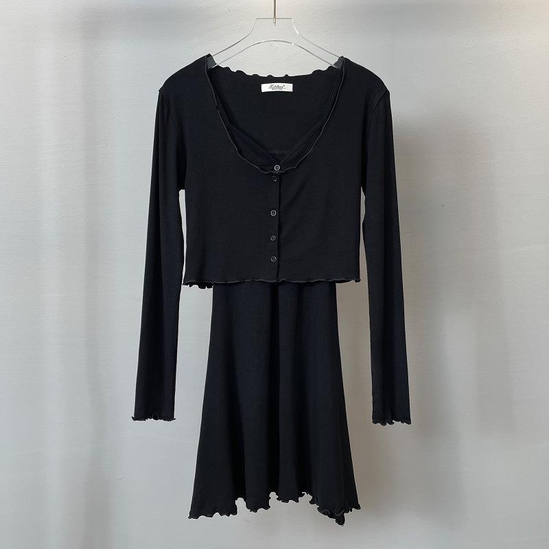 Korean Dongdaemun Feminine Cardigan & Waist-Cinched Camisole Dress Set One Size чорний
Korean Dongdaemun Feminine Cardigan & Waist-Cinched Camisole Dress Set One Size чорний