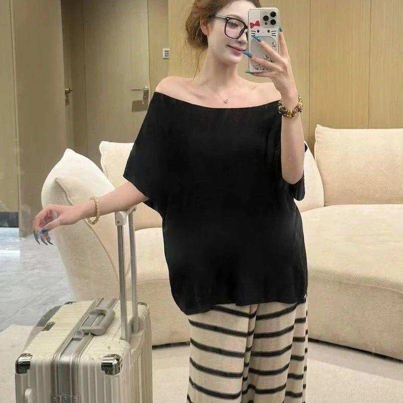 Women s Striped Knit Loose Wide-Leg Pants Set for Autumn and Summer 3XL for 131-140 lbs
Women s Striped Knit Loose Wide-Leg Pants Set for Autumn and Summer 3XL for 131-140 lbs