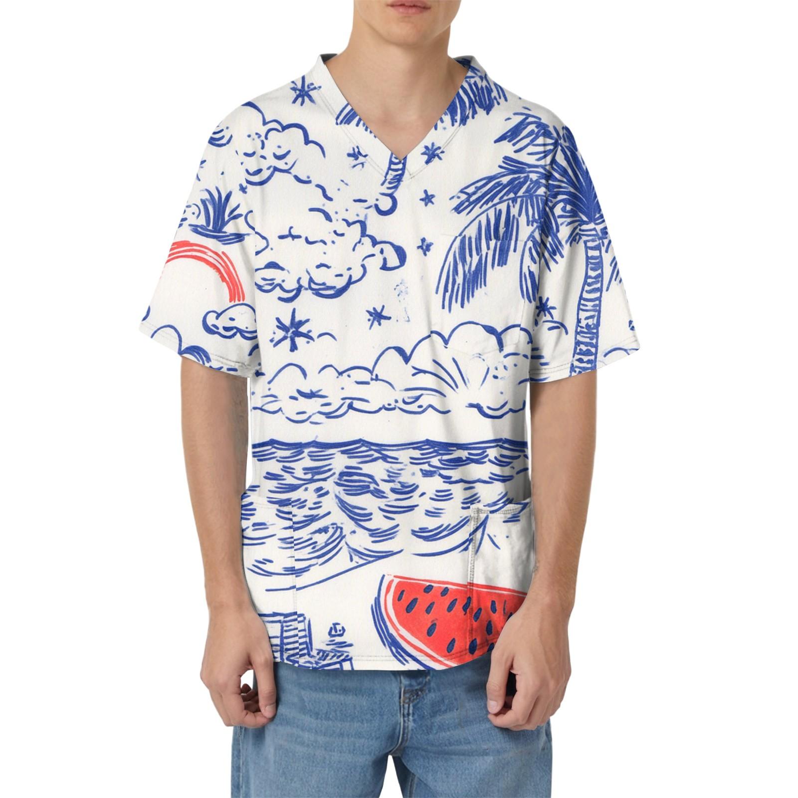 Мужская рабочая блузка с короткими рукавами и v-образным вырезом с принтом, топ с нагрудным карманом XL
Мужская рабочая блузка с короткими рукавами и v-образным вырезом с принтом, топ с нагрудным карманом XL