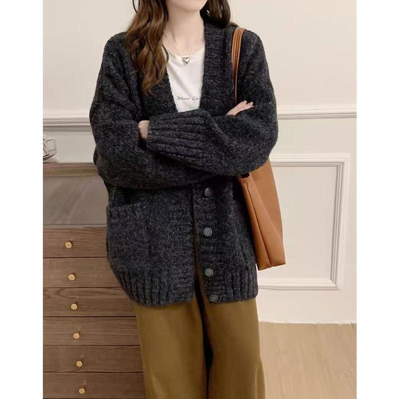 Lazy wind knitted cardigan women s clothing autumn and winter new loose casual thickened V-neck sweater jacket women One size
Lazy wind knitted cardigan women s clothing autumn and winter new loose casual thickened V-neck sweater jacket women One size