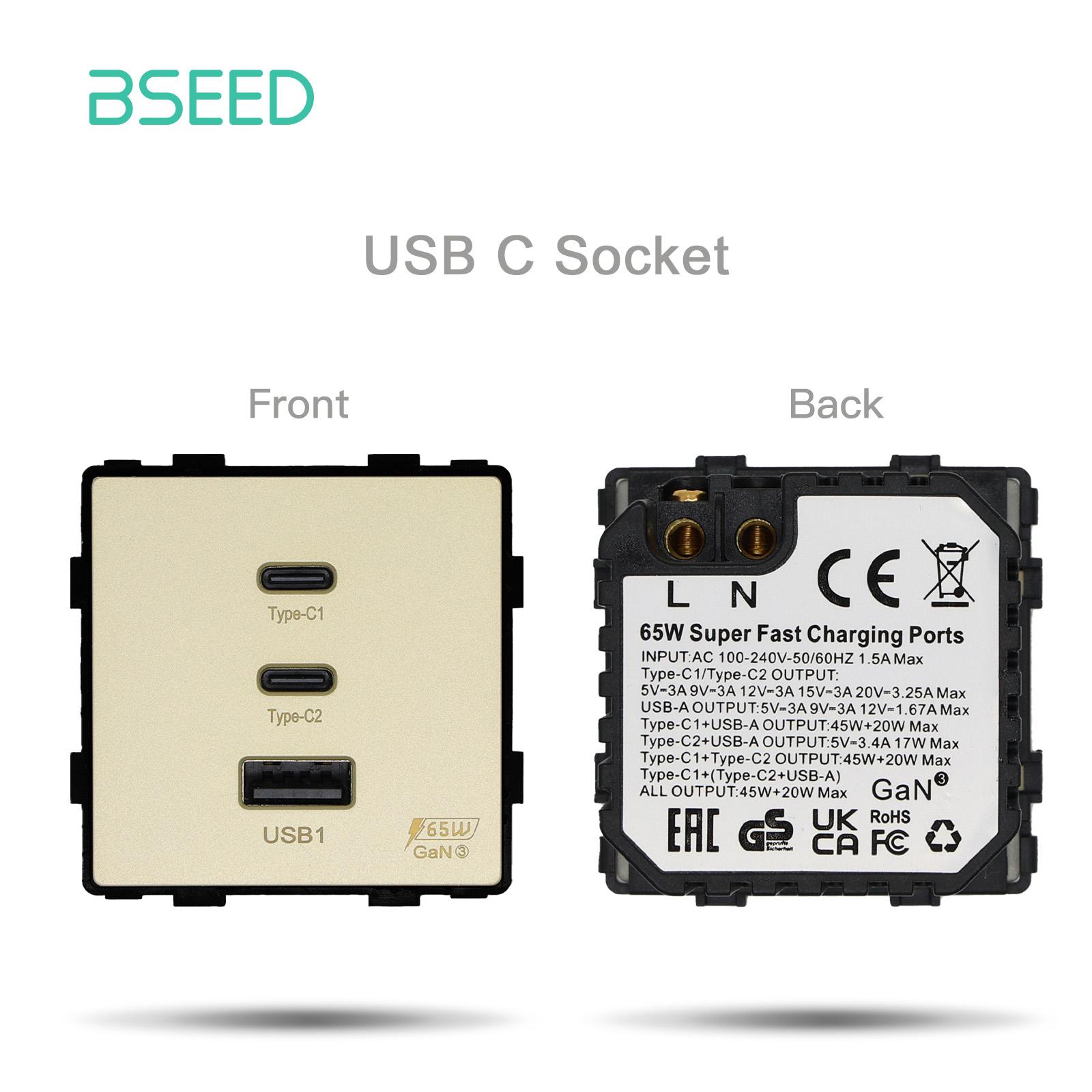 BSEED 65W USB C Розетка Вставні Модулі Половина USB Подвійний Type-c Порти Швидкої Зарядки Для Домашнього Використання DIY Компоненти Вільна Комбінація Gold
BSEED 65W USB C Розетка Вставні Модулі Половина USB Подвійний Type-c Порти Швидкої Зарядки Для Домашнього Використання DIY Компоненти Вільна Комбінація Gold