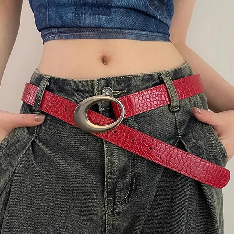 Vintage American Belt Crocodile Lines for Women Men Fashion Pu Leather Punk Metal Buckle Jeans Pants Advanced Red Waist Belts
Vintage American Belt Crocodile Lines for Women Men Fashion Pu Leather Punk Metal Buckle Jeans Pants Advanced Red Waist Belts
