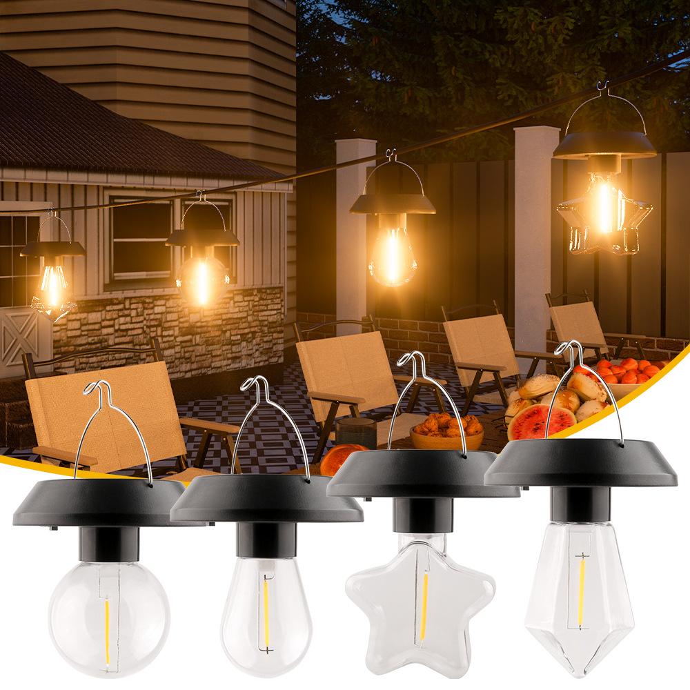 Solar Lantern Outdoor 4 Packs Hanging Waterproof Solar Lamp with Warm White Edison Bulb Design for Garden Yard Patio Proch Decor
Solar Lantern Outdoor 4 Packs Hanging Waterproof Solar Lamp with Warm White Edison Bulb Design for Garden Yard Patio Proch Decor
