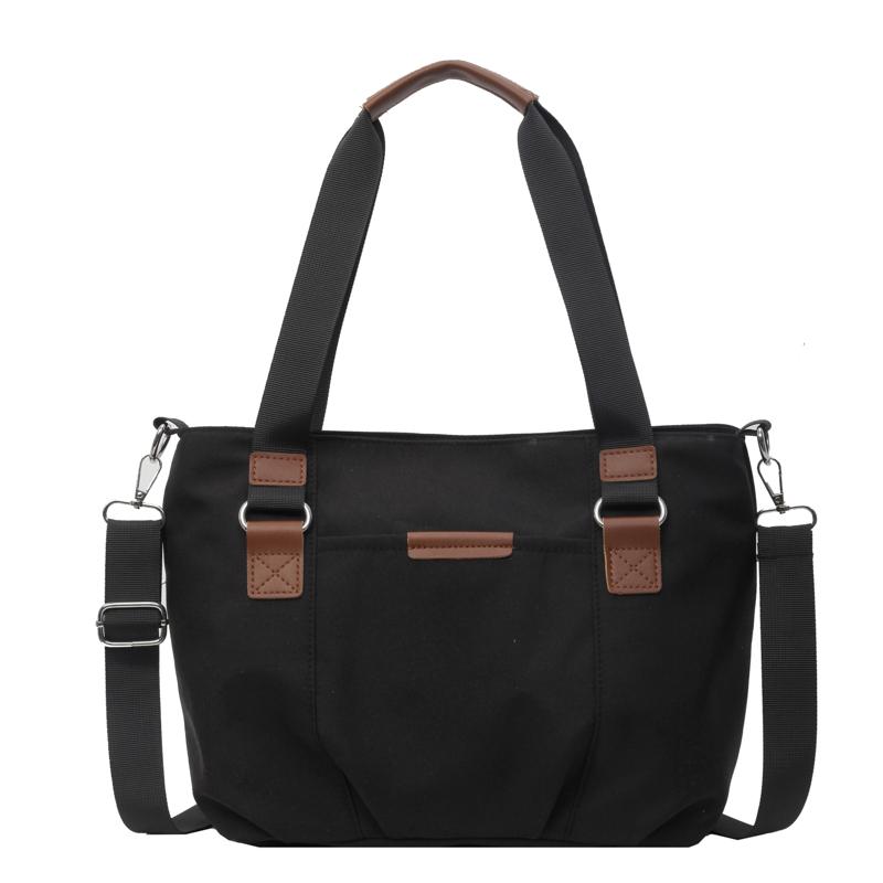 Женская сумка через плечо большой емкости, холщовая сумка через плечо, студенческая сумка для занятий чёрный