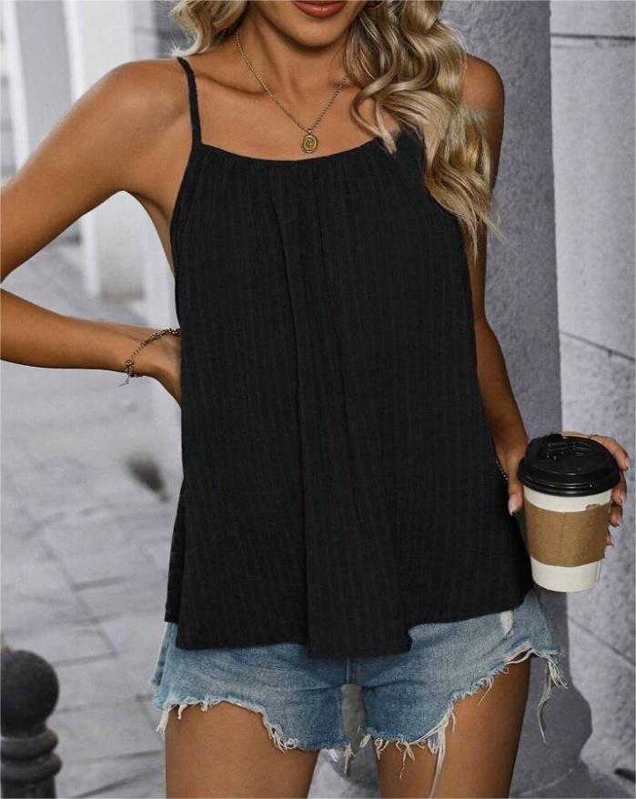 European American Sexy Casual Ladies Top Pure Color Loose Pleated Sleeveless Camisole XS чорний
European American Sexy Casual Ladies Top Pure Color Loose Pleated Sleeveless Camisole XS чорний