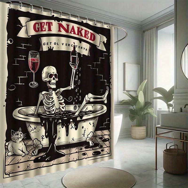 Halloween Get Naked Shower Curtain Set - Skeleton & Cat, 12 Hooks, Water-Resistant Polyester, Machine Washable, All-Season W60H190(CM)-1 Pcs
Halloween Get Naked Shower Curtain Set - Skeleton & Cat, 12 Hooks, Water-Resistant Polyester, Machine Washable, All-Season W60H190(CM)-1 Pcs