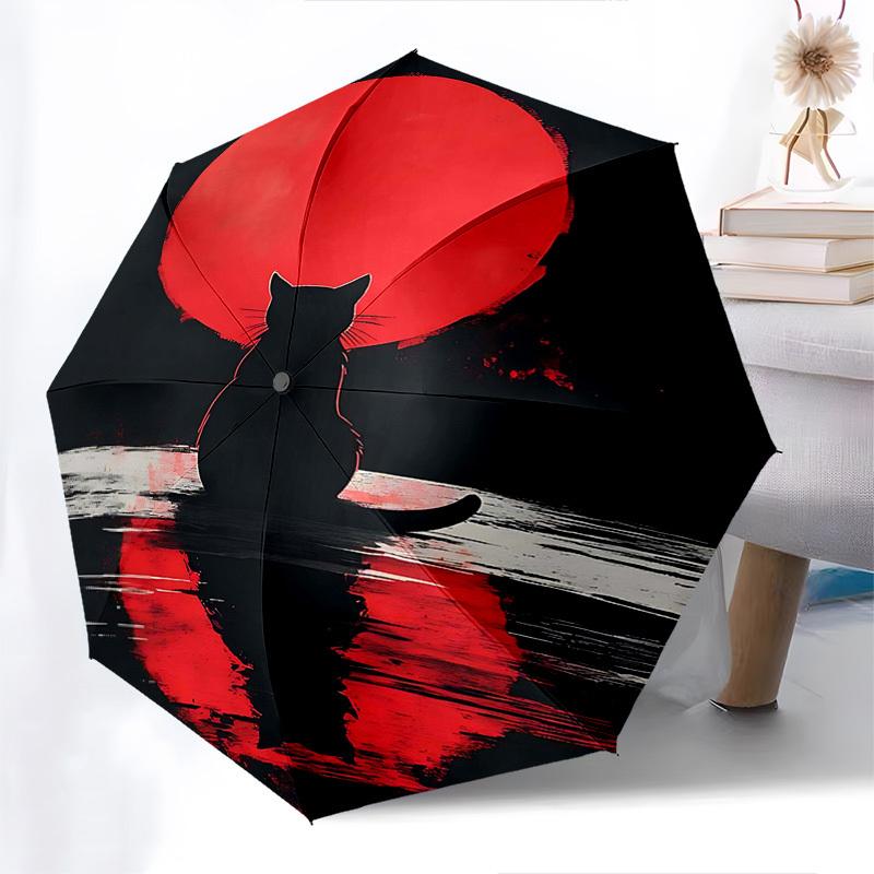 1pc Red Circle Cat Silhouette Automatic Folding Umbrella, Portable 3-Fold Design with 8-Bone Iron Frame, Perfect Outdoor for Fans, Travelers, Daily Us
1pc Red Circle Cat Silhouette Automatic Folding Umbrella, Portable 3-Fold Design with 8-Bone Iron Frame, Perfect Outdoor for Fans, Travelers, Daily Us