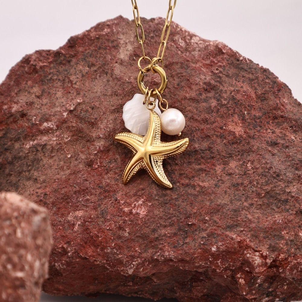 Handmade Ocean Style Necklace Sea Star Pearl Starfish Neck Chain Female Lady Girl Starfish
Handmade Ocean Style Necklace Sea Star Pearl Starfish Neck Chain Female Lady Girl Starfish