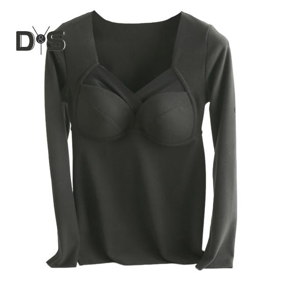 Женские топы с V-образным вырезом, на груди, с подкладкой, с длинным рукавом, термотопы, эластичная футболка из бархатной ткани DE XL чёрный
Женские топы с V-образным вырезом, на груди, с подкладкой, с длинным рукавом, термотопы, эластичная футболка из бархатной ткани DE XL чёрный