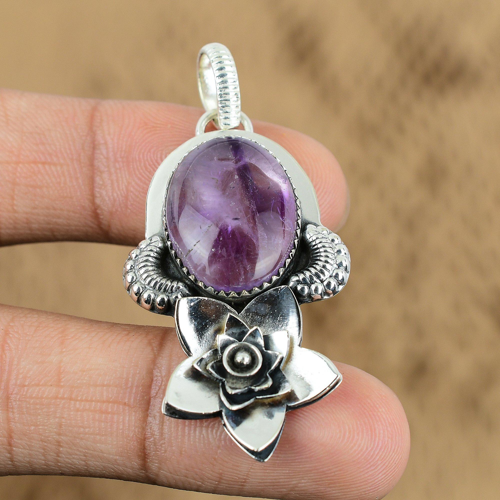Mothers day Deal Oval Star Amethyst Gemstone Flower February Pendant 925 Silver
Mothers day Deal Oval Star Amethyst Gemstone Flower February Pendant 925 Silver