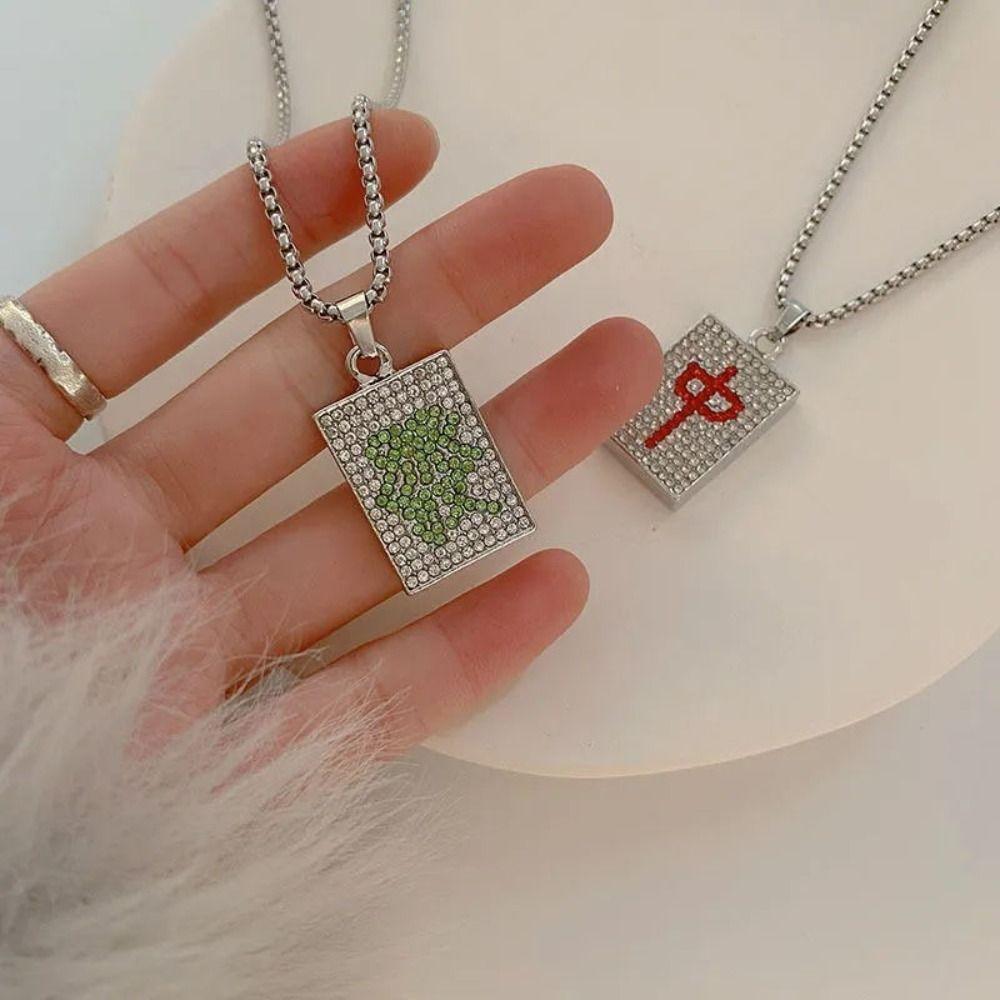 Glitter Shiny Mahjong Chain Choker Zircon Chinese Style Clavicle Chain Mahjong Necklace Gift
Glitter Shiny Mahjong Chain Choker Zircon Chinese Style Clavicle Chain Mahjong Necklace Gift