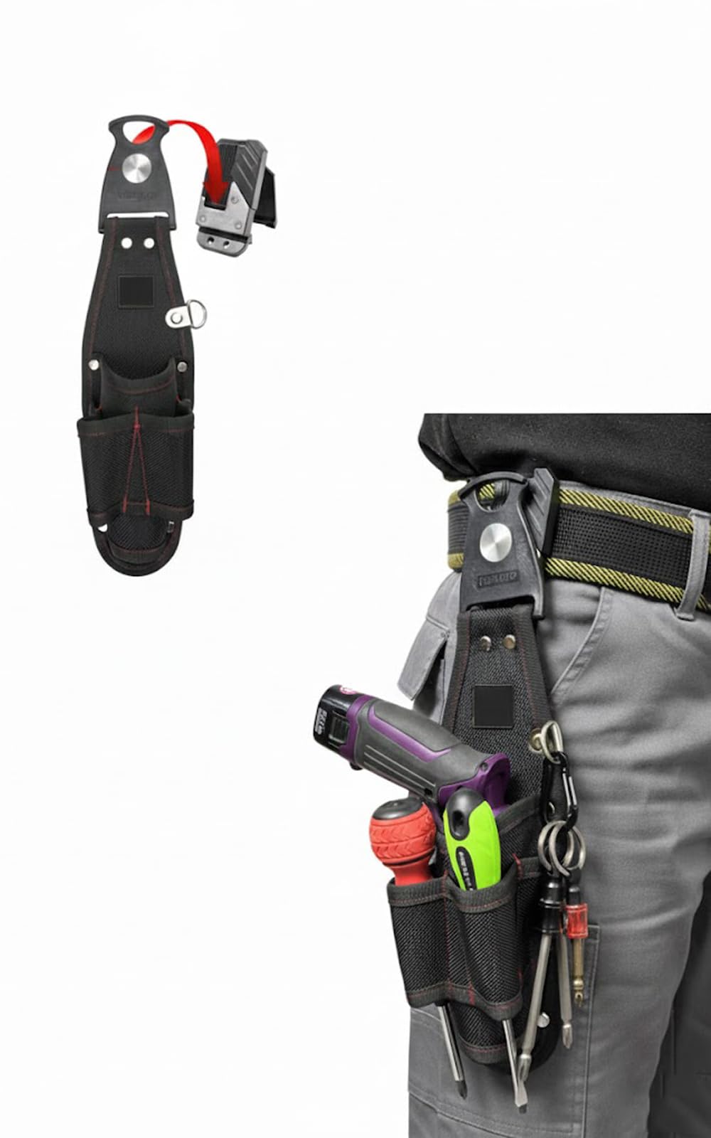 Tool Belt, Nail Pouch, Work Tool Belt with Electric Drill Holder, Spring-Loaded Closure, 3-Layer Waterproof Oxford Fabric, Tool Drop Prevention, Screw
Tool Belt, Nail Pouch, Work Tool Belt with Electric Drill Holder, Spring-Loaded Closure, 3-Layer Waterproof Oxford Fabric, Tool Drop Prevention, Screw