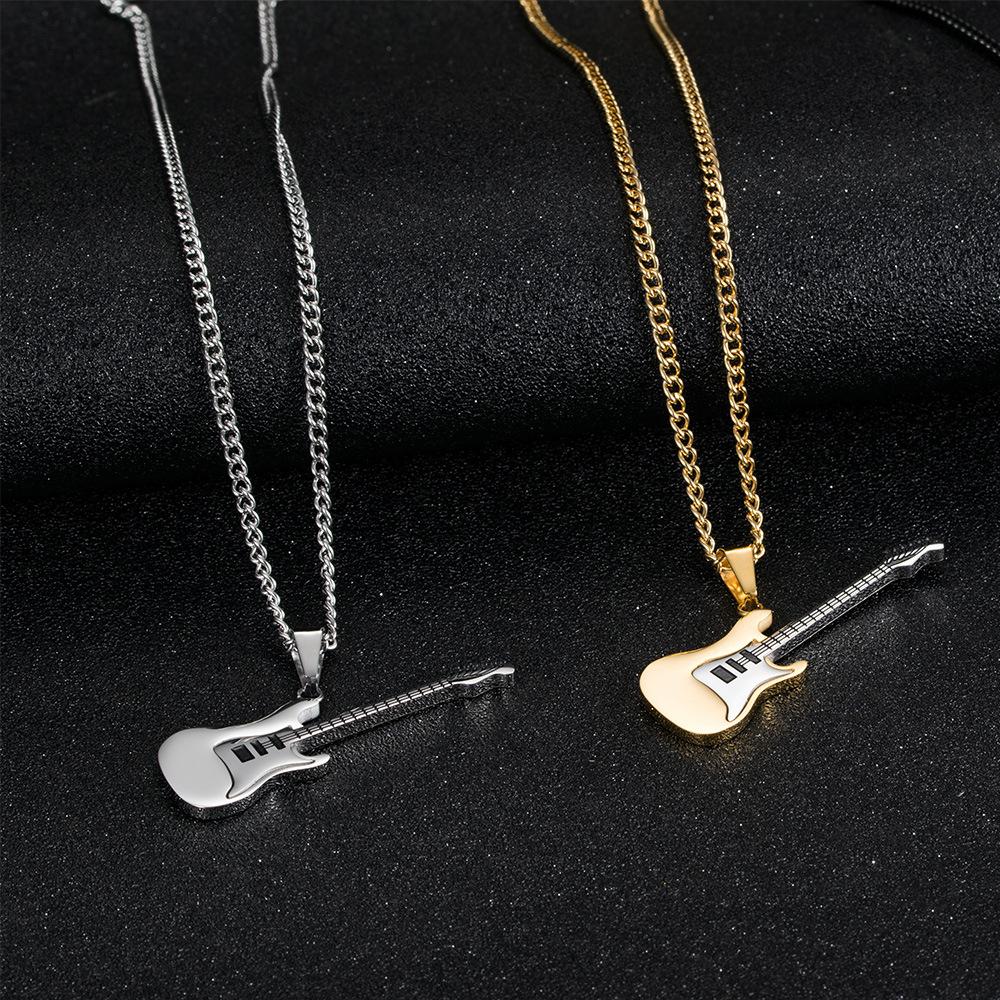 European and American Titanium Steel Guitar Pendant Mens Metal Instrument Necklace
European and American Titanium Steel Guitar Pendant Mens Metal Instrument Necklace