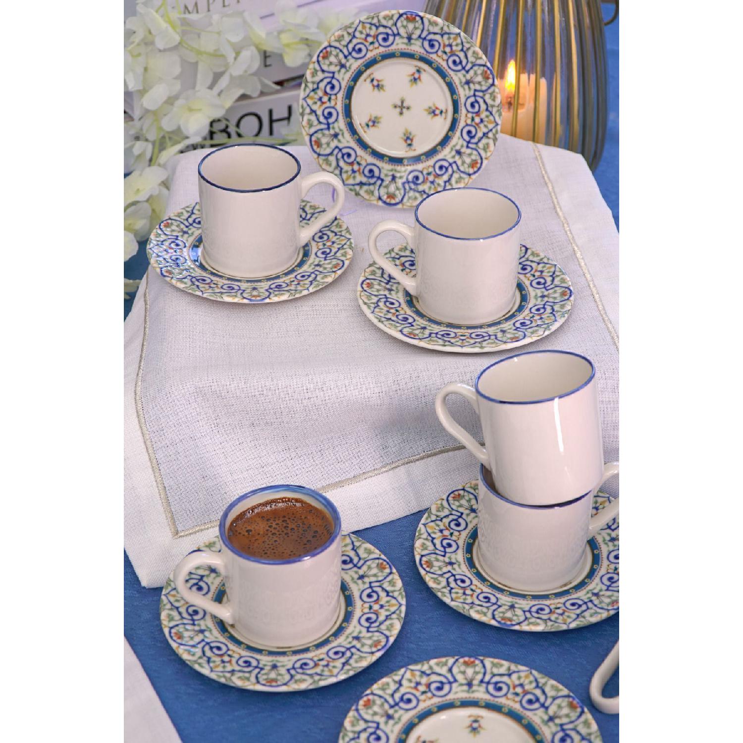 12 Piece With Palace Porcelain Coffee Cup Set For 6 People білий 
12 Piece With Palace Porcelain Coffee Cup Set For 6 People білий