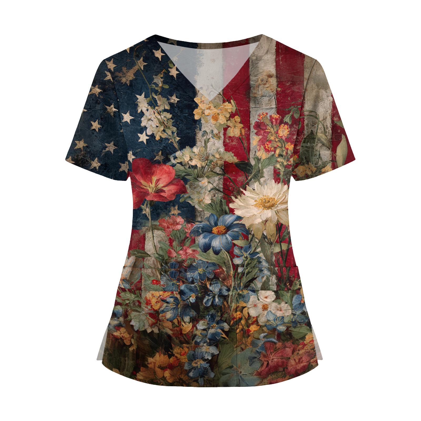 Women s V Neck Short Sleeve Work Top with Pockets Split Hem Floral and Flag Print Medical Uniform Shirt for Healthcare Professionals XXXXL
Women s V Neck Short Sleeve Work Top with Pockets Split Hem Floral and Flag Print Medical Uniform Shirt for Healthcare Professionals XXXXL