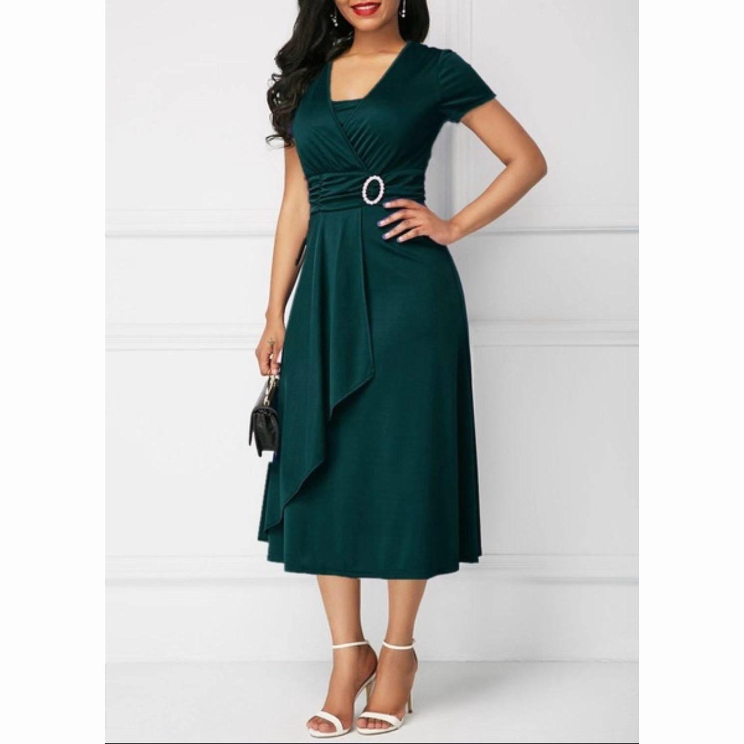 Summer Dresses Elegant Women Solid Color Short Sleeve V Neck Tight Midi Party Dress XXXL темно-зелений колір
Summer Dresses Elegant Women Solid Color Short Sleeve V Neck Tight Midi Party Dress XXXL темно-зелений колір