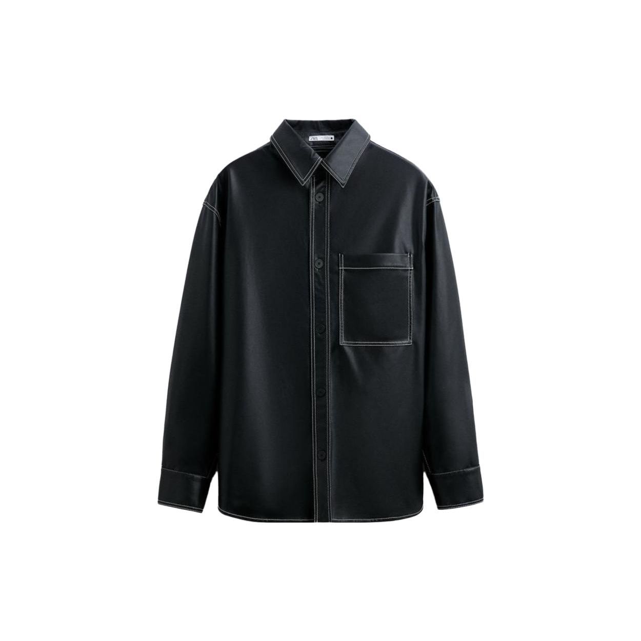 Zara Faux Leather Shirt With Decorative Stitching Men shirts Black 09621652800-33 M
Zara Faux Leather Shirt With Decorative Stitching Men shirts Black 09621652800-33 M