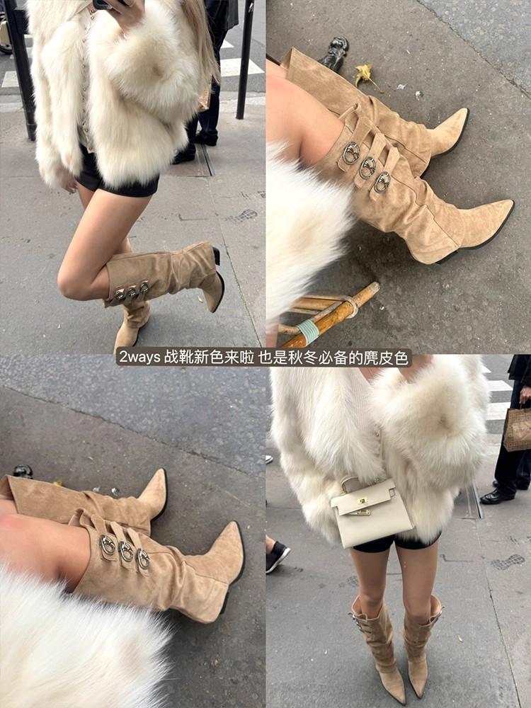 Cowhide version~ Two-wear pleated stacked boots women s retro trousers western cowboy but knee boots Maillard 40 хаки
Cowhide version~ Two-wear pleated stacked boots women s retro trousers western cowboy but knee boots Maillard 40 хаки