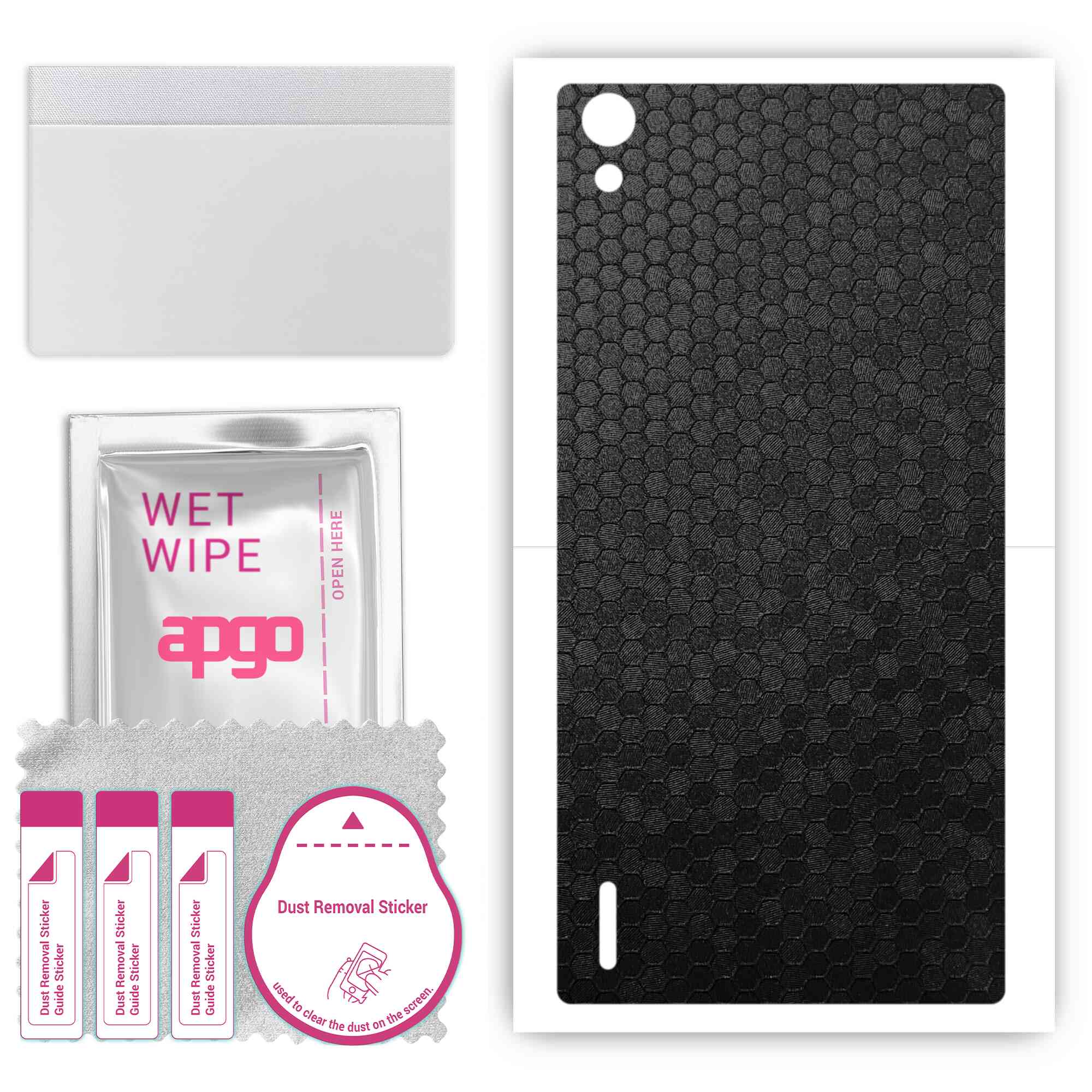 apgo Protective Skin Sticker for the back compatible with Huawei Ascend P7, Wrap Film, Foil, Vinyl - Pattern Black Honeycomb
apgo Protective Skin Sticker for the back compatible with Huawei Ascend P7, Wrap Film, Foil, Vinyl - Pattern Black Honeycomb
