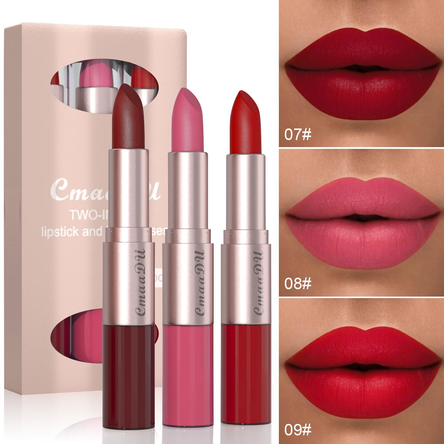 CmaaDu 3-Piece Matte Lipstick & Gloss Set: Velvet Finish, Non-Transferring Formula for Makeup.
CmaaDu 3-Piece Matte Lipstick & Gloss Set: Velvet Finish, Non-Transferring Formula for Makeup.