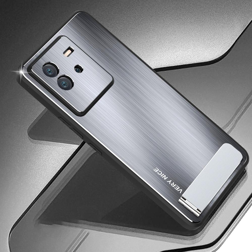 For vivo iQOO Neo6 5G TPU+Aluminium Alloy Phone Case Brushed Surface Kickstand Scratch-resistant Cover Black
For vivo iQOO Neo6 5G TPU+Aluminium Alloy Phone Case Brushed Surface Kickstand Scratch-resistant Cover Black