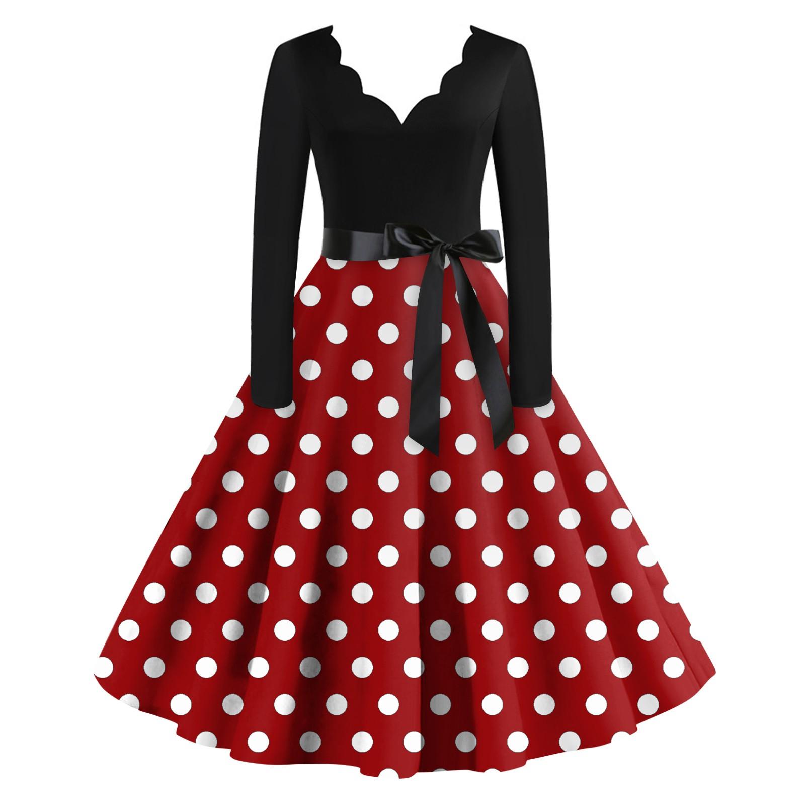 Жіноча повсякденна модна ретро-сукня з V-подібним вирізом і довгими рукавами в горошок XXXXL винний
Жіноча повсякденна модна ретро-сукня з V-подібним вирізом і довгими рукавами в горошок XXXXL винний