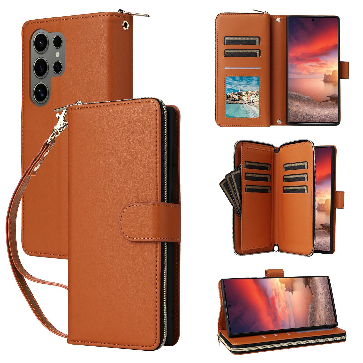 For Samsung Galaxy S25 Ultra Case Zipper Pocket PU Leather Cover with 9 Card Slots Brown
For Samsung Galaxy S25 Ultra Case Zipper Pocket PU Leather Cover with 9 Card Slots Brown