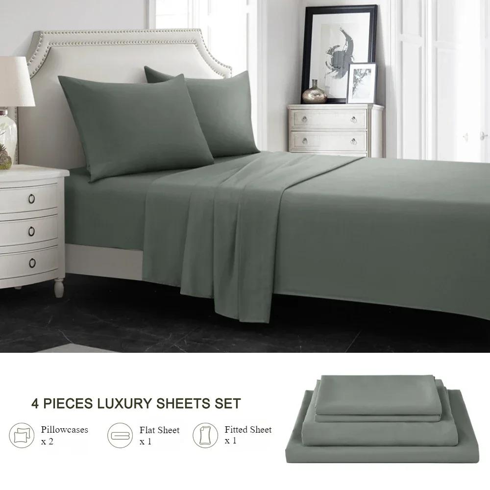 Four-Piece Solid Beding Set Luxury 100% Polyester Cooling Bed Sheets Set Soft Fitted sheet & Bed Sheet & Pillowcases Queen темно-сірий колір
Four-Piece Solid Beding Set Luxury 100% Polyester Cooling Bed Sheets Set Soft Fitted sheet & Bed Sheet & Pillowcases Queen темно-сірий колір