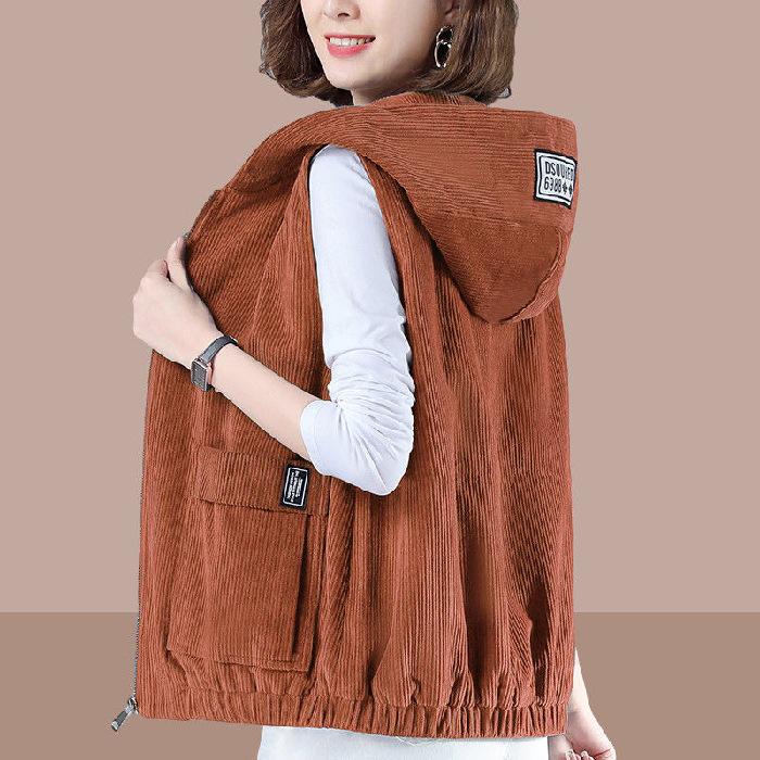 Spring Autumn Corduroy Vest Women Wear Versatile Short Hooded Thin Striped Vest Coat Plus Size Corduroy Hooded Vest Cardigan Jacket
Spring Autumn Corduroy Vest Women Wear Versatile Short Hooded Thin Striped Vest Coat Plus Size Corduroy Hooded Vest Cardigan Jacket