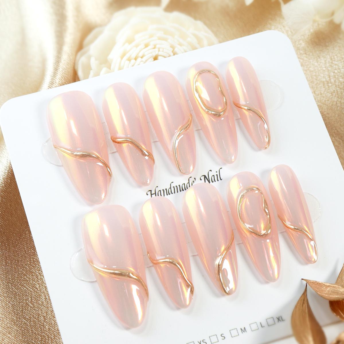 10 шт. накладных ногтей Nude Light Therapy с металлическим дизайном, готовые съемные накладные ногти ручной работы S
10 шт. накладных ногтей Nude Light Therapy с металлическим дизайном, готовые съемные накладные ногти ручной работы S