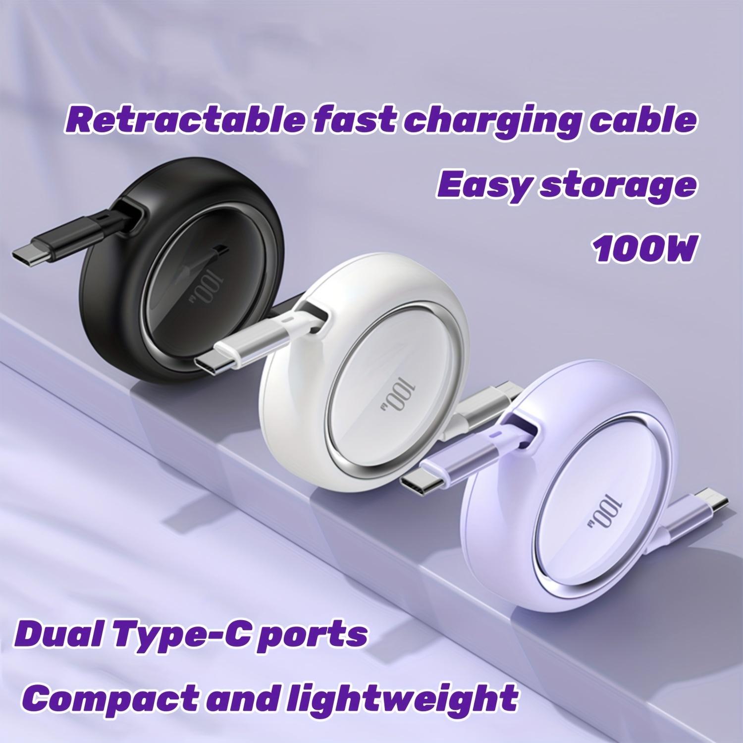 100W Retractable USB-C Fast Charger Cable, Double Slider Compact Portable Charging Cord United States
100W Retractable USB-C Fast Charger Cable, Double Slider Compact Portable Charging Cord United States