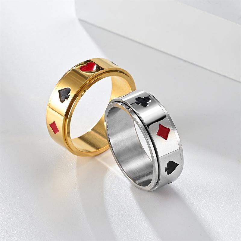 Titanium Steel Rotatable Ring with Card Suit Pattern Size 12 срібний
Titanium Steel Rotatable Ring with Card Suit Pattern Size 12 срібний
