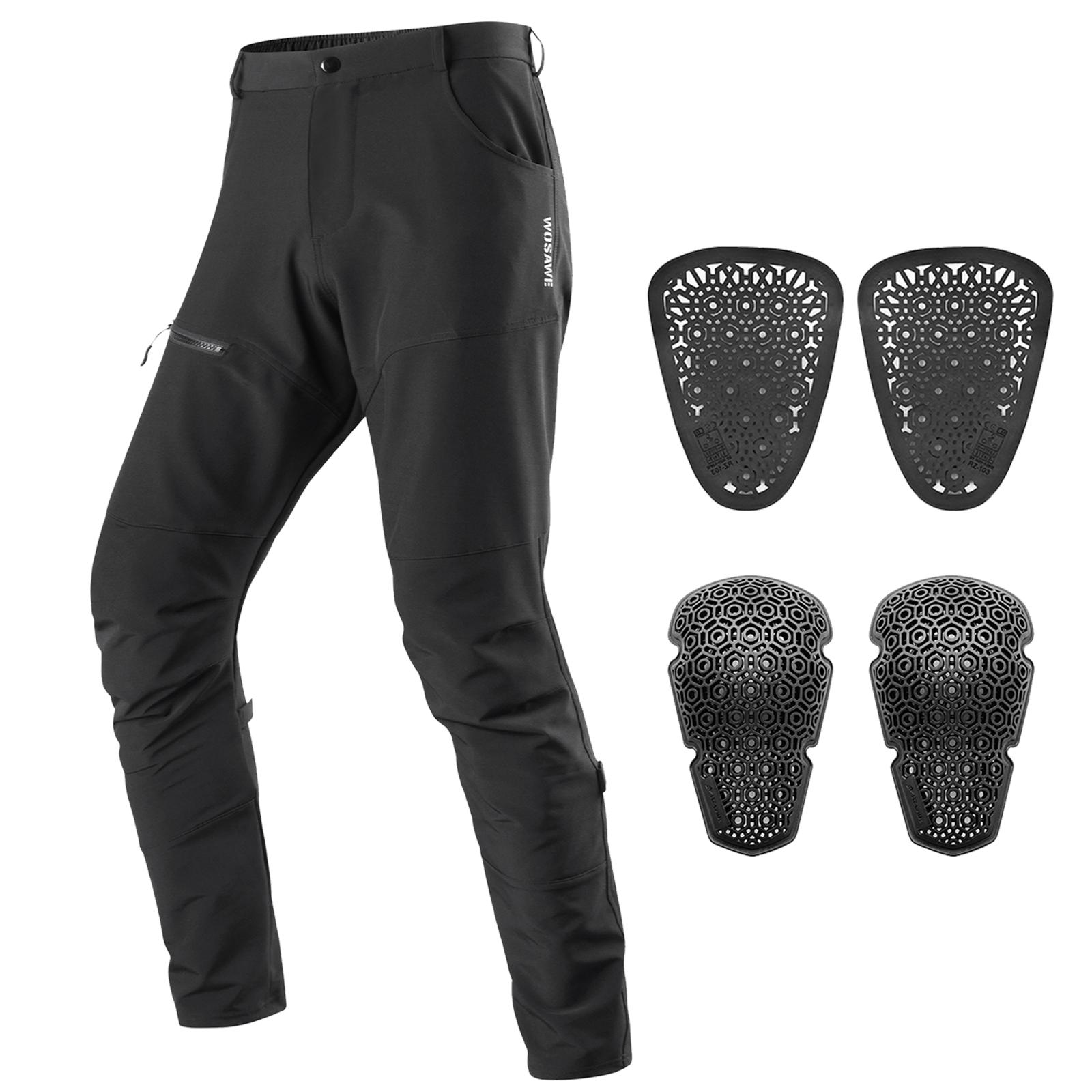 WOSAWE Унисекс Мотоциклетные Брюки-Броня Водонепроницаемые Легкие CE Сертифицированные Накладки Регулируемая Талия Светоотражающие Брюки для Ночной Езды XL чёрный