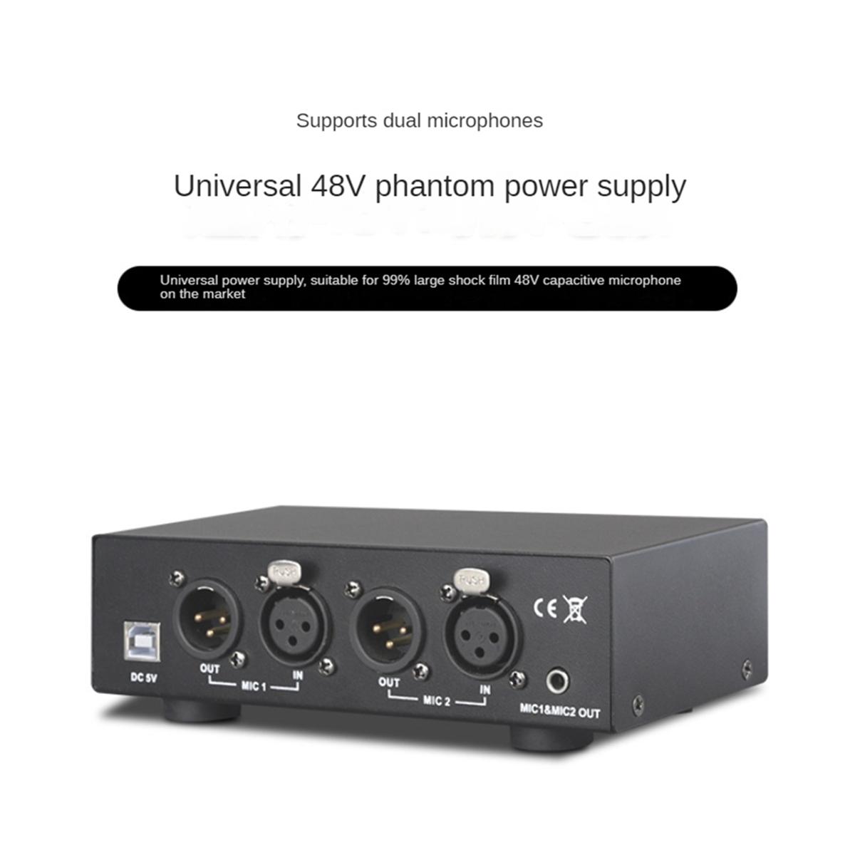 2 Channel 48V Phantom Power Supply, Universal Compact Phantom Power for Condenser Microphone Music Recording Equipment NONE
2 Channel 48V Phantom Power Supply, Universal Compact Phantom Power for Condenser Microphone Music Recording Equipment NONE