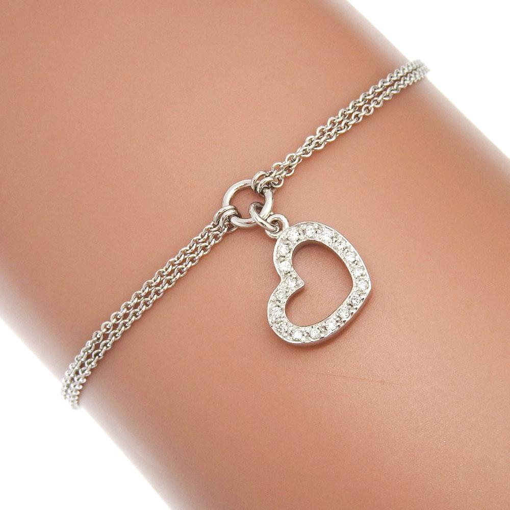 STAR JEWELRY heart Bracelet K18 white gold/diamond heart 3.3g Women Used
STAR JEWELRY heart Bracelet K18 white gold/diamond heart 3.3g Women Used
