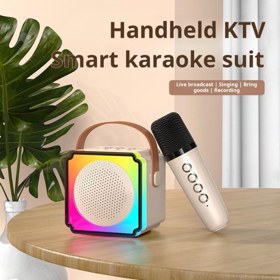 Мини-караоке-машина с микрофонами RGB-подсветка Дизайн захватывающее качество звука Компактный размер Портативные беспроводные микрофоны Игрушка-караоке бежевый
Мини-караоке-машина с микрофонами RGB-подсветка Дизайн захватывающее качество звука Компактный размер Портативные беспроводные микрофоны Игрушка-караоке бежевый