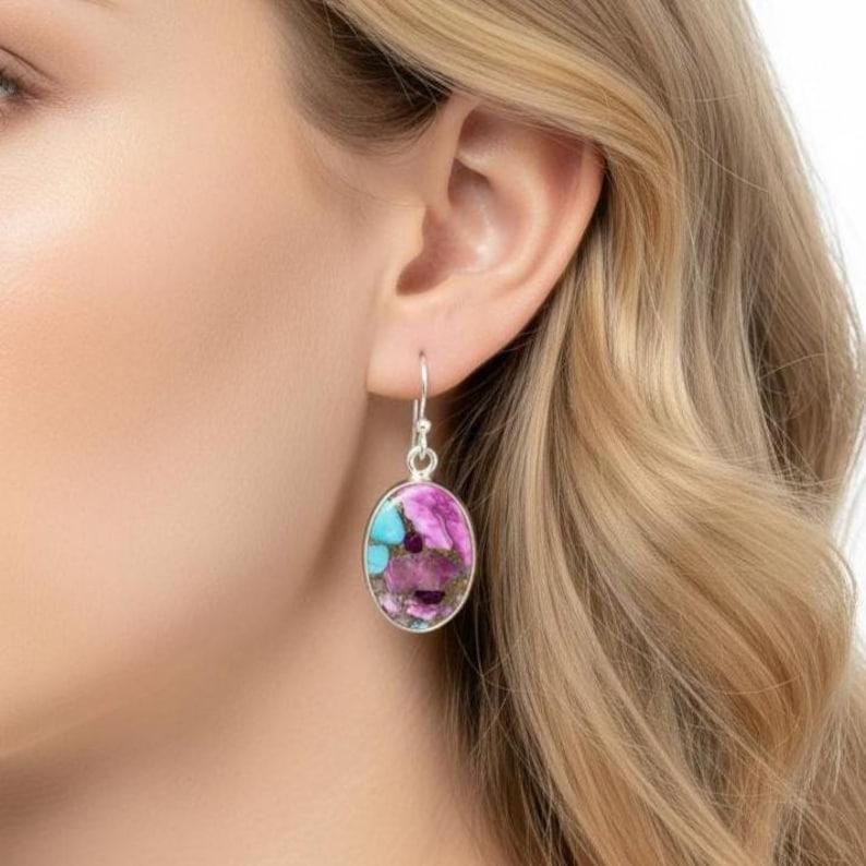 Solid 925 Sterling Silver Pink Oyster Copper Turquoise Oval Gemstone Women Dangle Earrings
Solid 925 Sterling Silver Pink Oyster Copper Turquoise Oval Gemstone Women Dangle Earrings