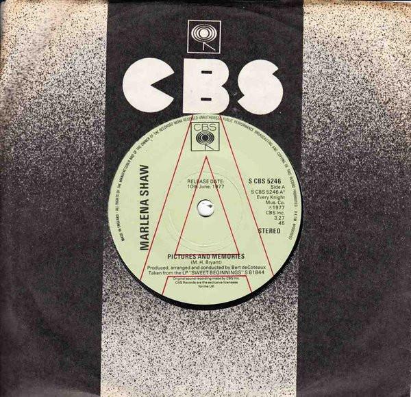 7inch Record MARLENA SHAW - Pictures And Memories SCBS5246PROMO CBS 1977 UK Jazz Used
7inch Record MARLENA SHAW - Pictures And Memories SCBS5246PROMO CBS 1977 UK Jazz Used