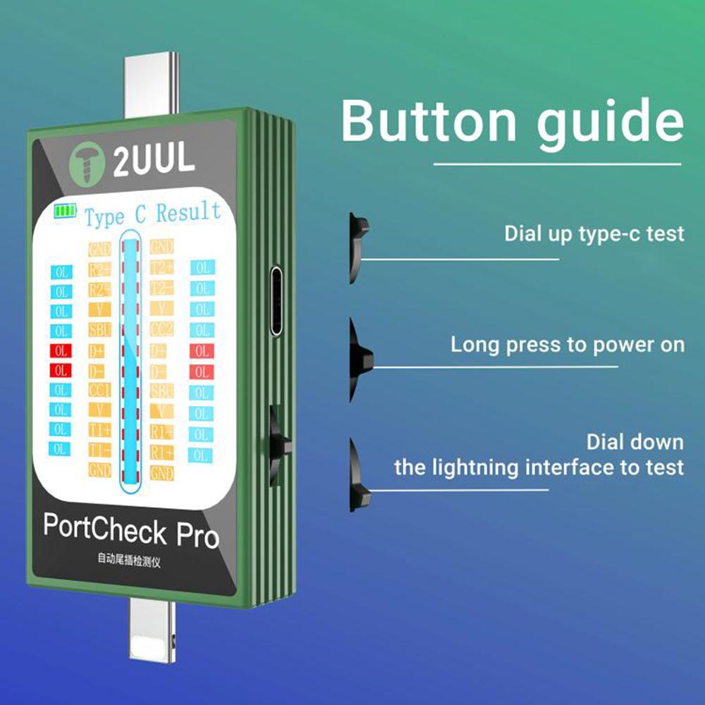 2UUL PW31 Portcheck Pro iP/Type C Port Mobile Phone Tail Plug Tester 5V 2A Automatic Fault Detector Type A
2UUL PW31 Portcheck Pro iP/Type C Port Mobile Phone Tail Plug Tester 5V 2A Automatic Fault Detector Type A