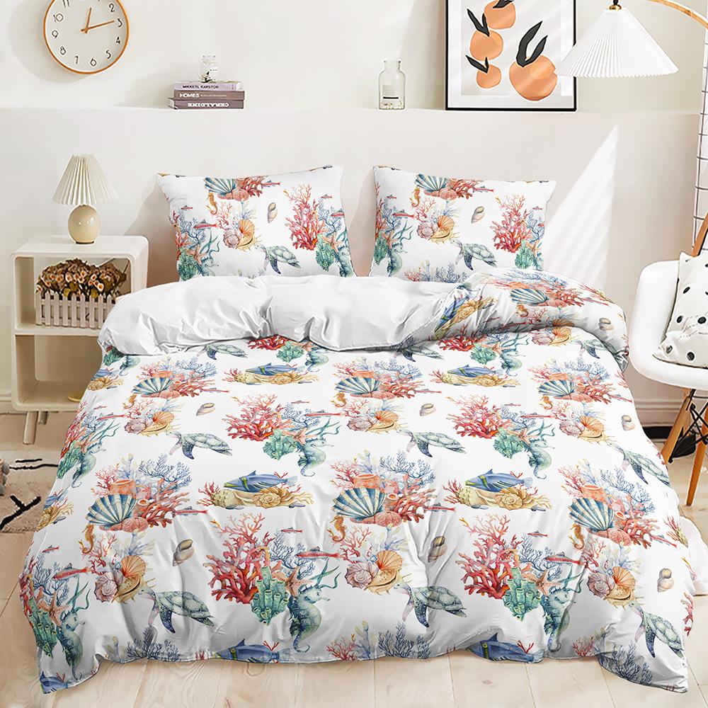 3D комплект постельного белья с морскими животными, пододеяльник и наволочка, 2/3 предмета, мягкие, моющиеся, быстросохнущие, полноразмерные, украшение для дома Baby 100x135cm