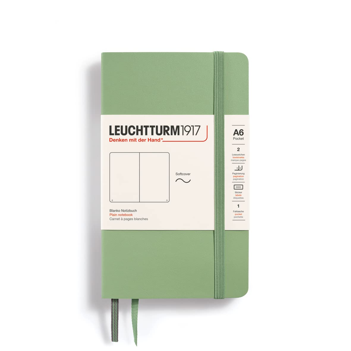 Leuchtturm A6 Plain Officially Imported Notebook, Softcover, Sage, 363953,
Leuchtturm A6 Plain Officially Imported Notebook, Softcover, Sage, 363953,