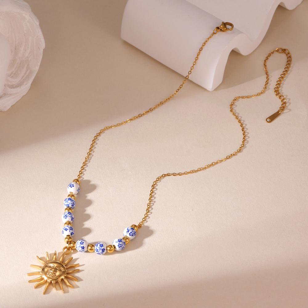 Fashion Blue Flower Ceramic Pendant Necklace for Women Waterproof Tulip Sunflower Stainless Steel Chain Necklace Party for Women
Fashion Blue Flower Ceramic Pendant Necklace for Women Waterproof Tulip Sunflower Stainless Steel Chain Necklace Party for Women