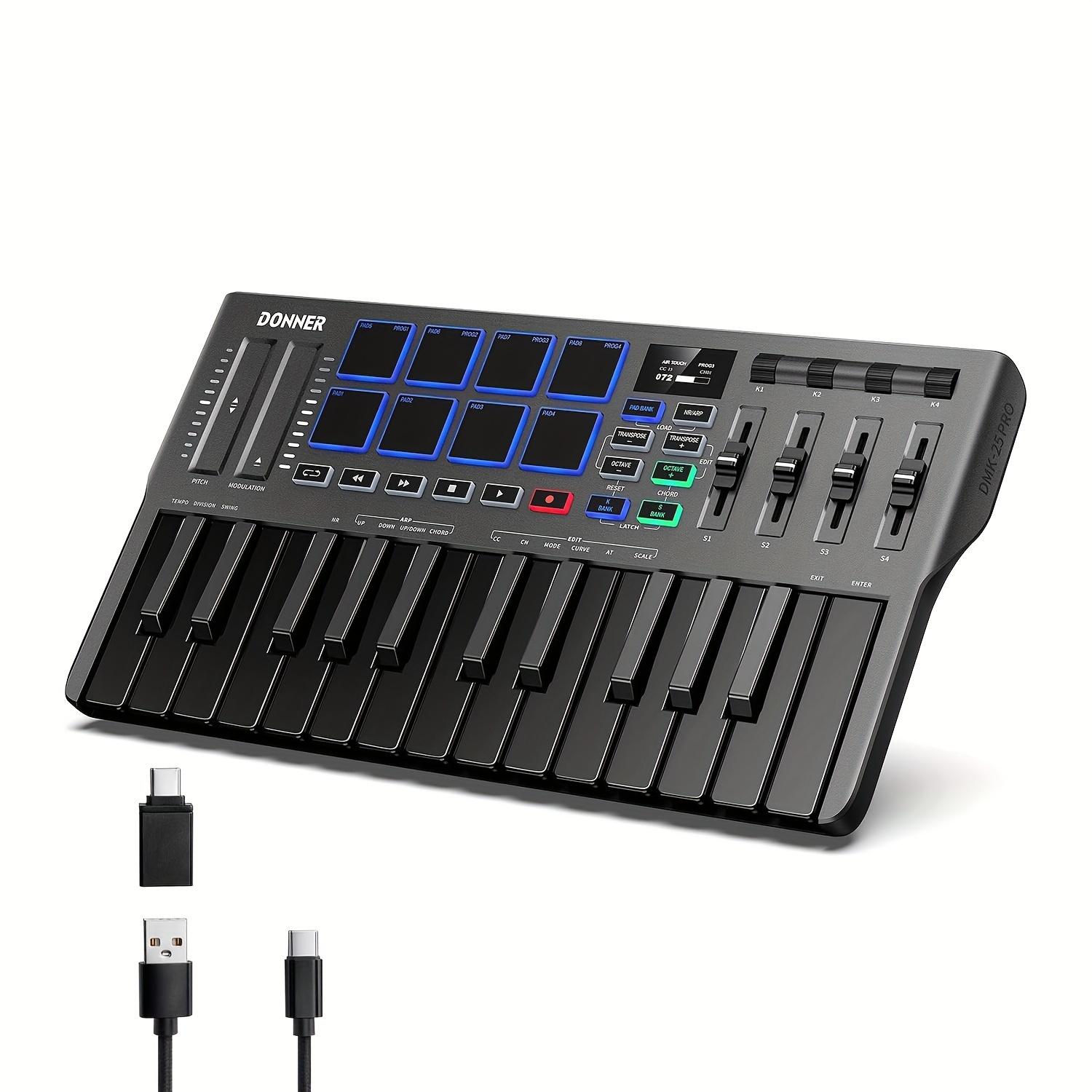 Контроллер MIDI-клавиатуры Donner DMK25 Pro, портативная MIDI-клавиатура USB-C с 25 мини-клавишами и 8 барабанными пэдами, OLED-дисплей, персонализированная сенсорная панель, DMK25 Pro
Контроллер MIDI-клавиатуры Donner DMK25 Pro, портативная MIDI-клавиатура USB-C с 25 мини-клавишами и 8 барабанными пэдами, OLED-дисплей, персонализированная сенсорная панель, DMK25 Pro