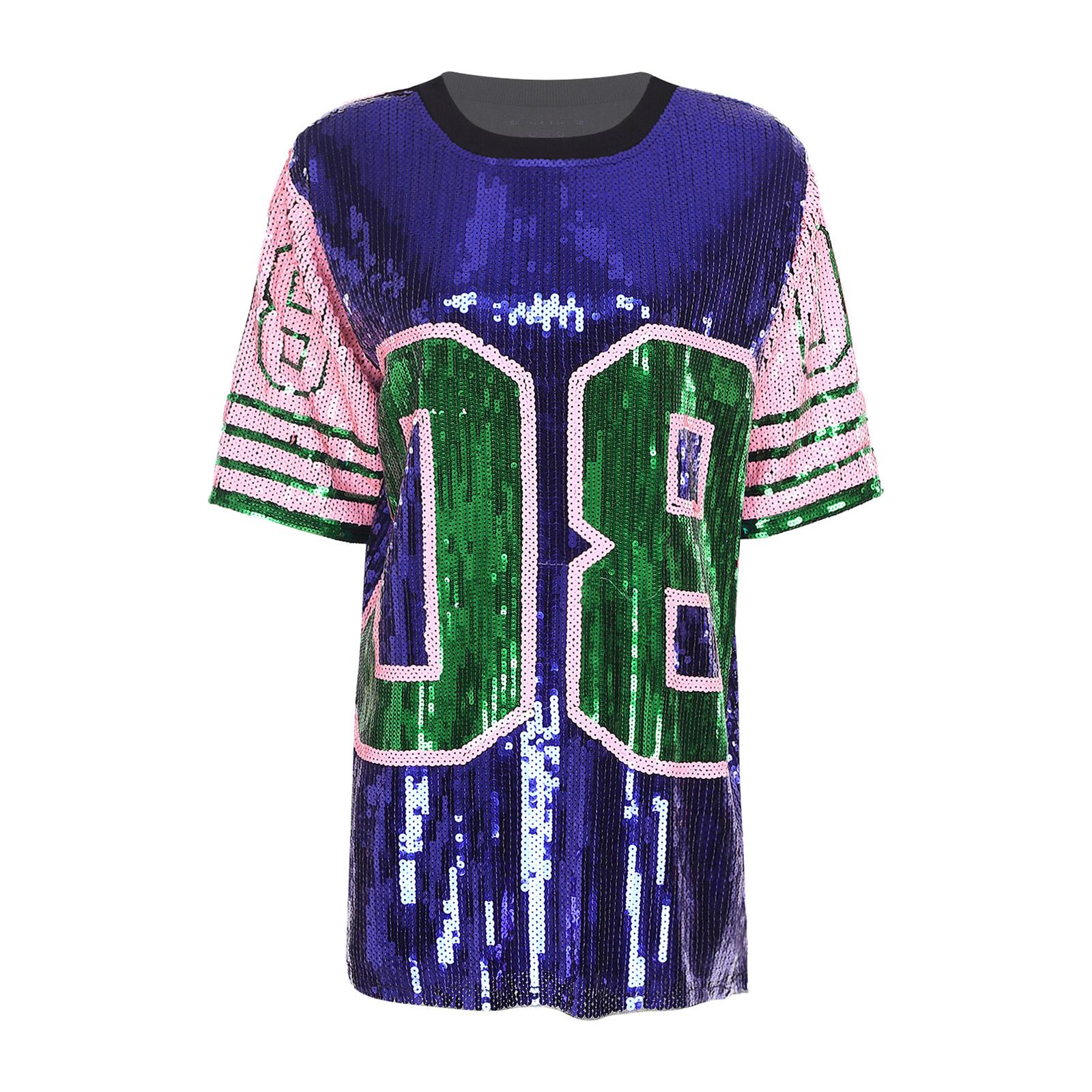 Womens Shiny Sequin Oversized T Shirt Number Graphic Crew Neck Short Sleeve Color Blocking Sporty Top One Size синій
Womens Shiny Sequin Oversized T Shirt Number Graphic Crew Neck Short Sleeve Color Blocking Sporty Top One Size синій