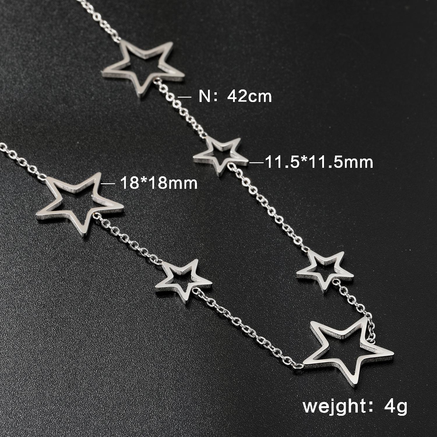 New Stainless Steel Sense of Design Retro Style Hollow Out Size Five Pointed Star Fashionable and Simple Necklace for Women
New Stainless Steel Sense of Design Retro Style Hollow Out Size Five Pointed Star Fashionable and Simple Necklace for Women