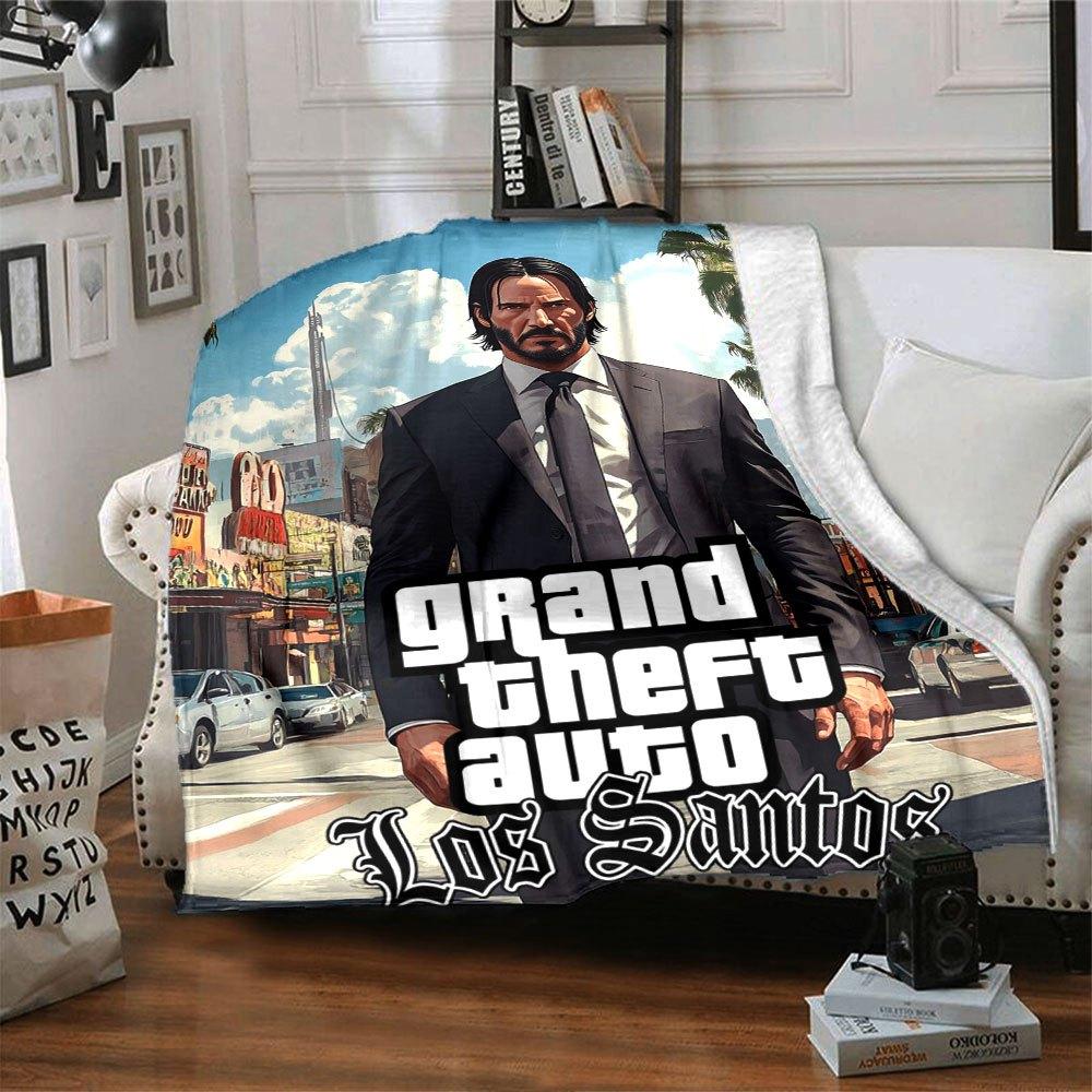 1 шт. М яка фланелева ковдра Grand Theft Auto з дизайнерським принтом. Затишна ковдра для будь-якої пори року, ідеальна для дивана, ліжка, офісу 80x120cm
1 шт. М яка фланелева ковдра Grand Theft Auto з дизайнерським принтом. Затишна ковдра для будь-якої пори року, ідеальна для дивана, ліжка, офісу 80x120cm