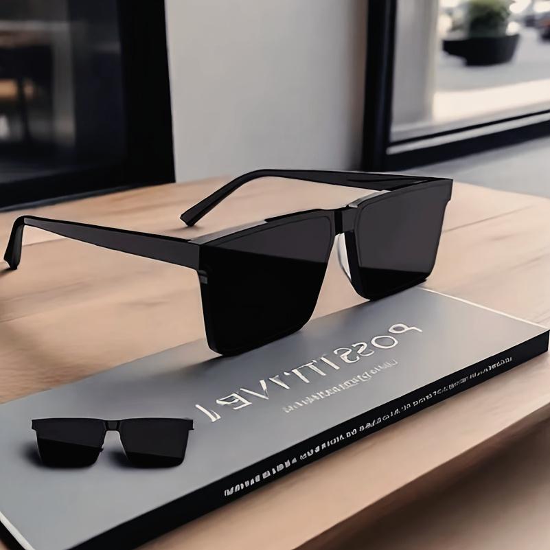 Квадратные черные очки Унисекс Винтажные Ретро Очки Оправы Кошачий глаз Модные Аксессуары для повседневной носки Минималистичная эстетика чёрный